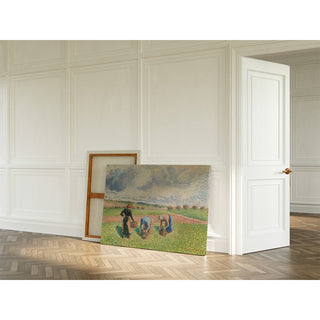 Reproduction Paysannes Ramassant des Herbes, Éragny - Camille Pissarro