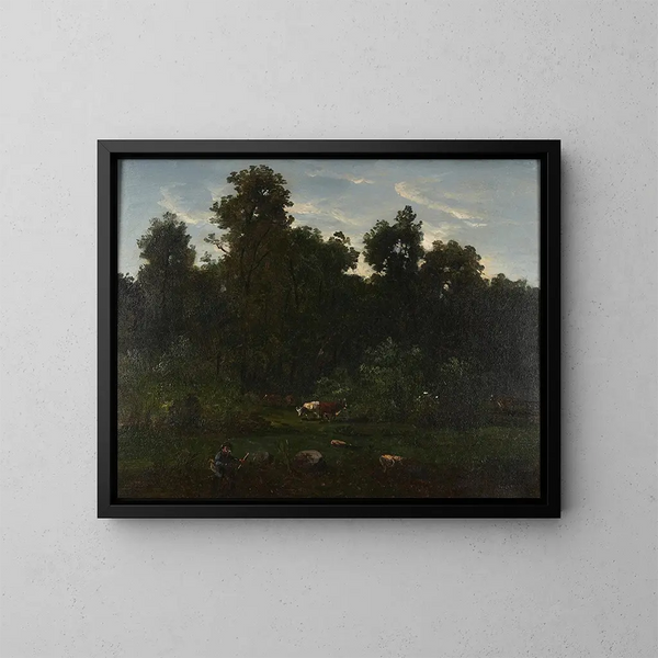 Pastoral Scene Painting - Régis François Gignoux — framed artwork on a wall