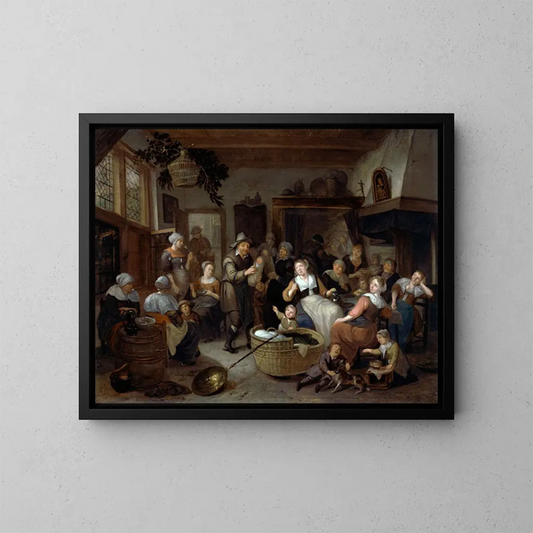 Celebration of a Birth - Richard Brakenburgh — framed artwork on a wall