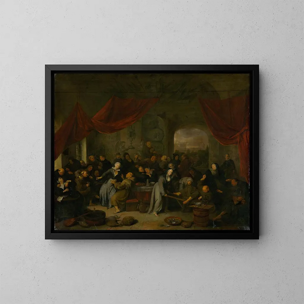 Divertissement des moines dans un cloître romain - Richard Brakenburgh — framed artwork on a wall