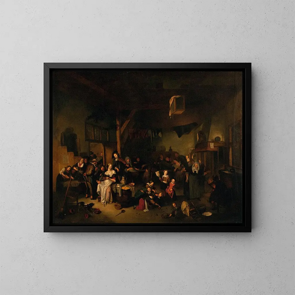 Tavern Scene - Richard Brakenburgh — framed artwork on a wall
