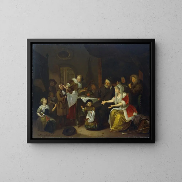 The Feast of Saint Nicholas - Richard Brakenburgh — framed artwork on a wall