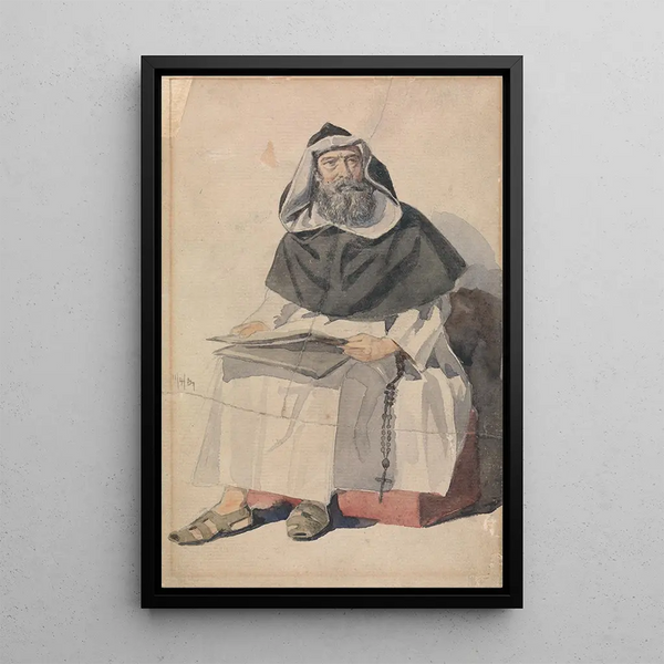 Portrait of a Monk - Richard Dadd — framed artwork on a wall