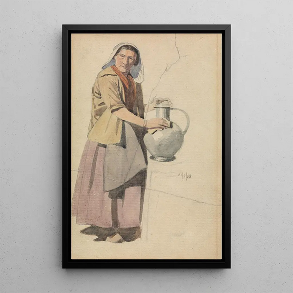 Portrait of a Woman with a Jug - Richard Dadd — framed artwork on a wall