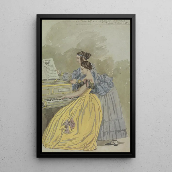 La leçon de musique ou la gouvernante une esquisse - Richard Dadd — framed artwork on a wall
