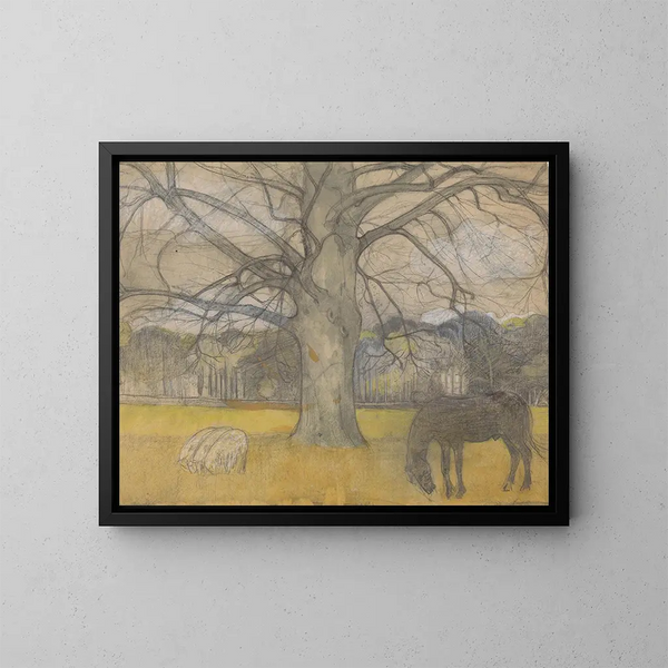 Kale buisson sur une prairie avec des moutons et un cheval - Richard Nicolas Roland Holst — ingelijst kunstwerk aan de muur