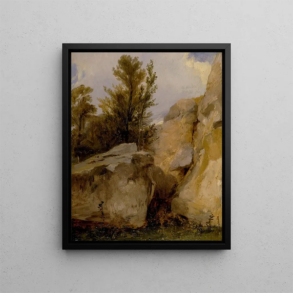 In the Fontainebleau Forest - Richard Parkes Bonington — framed artwork on a wall