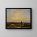 Landschapsschilderij met zonsondergang en figuren voor een vijver - Richard Parkes Bonington — ingelijst kunstwerk aan de muur