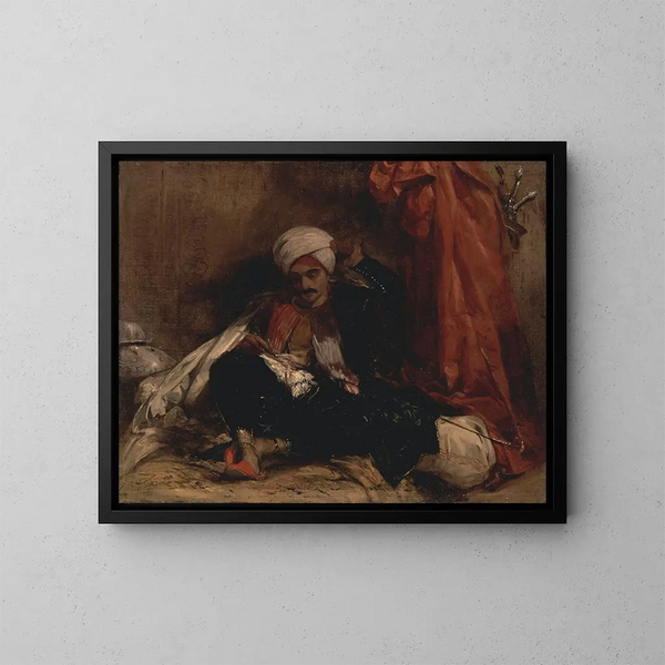 Turkish Sitting Painting - Richard Parkes Bonington — framed artwork on a wall