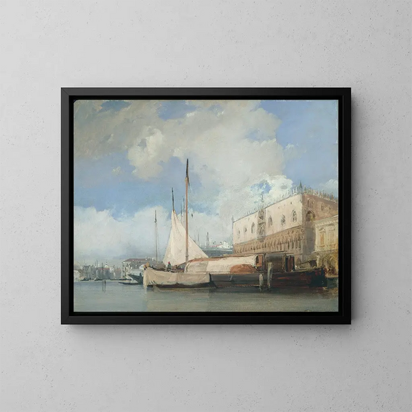 The Doge's Palace in Venice - Richard Parkes Bonington — framed artwork on a wall