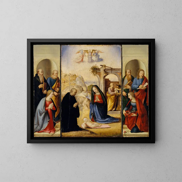 La Nativité avec des saints - Ridolfo Ghirlandaio — framed artwork on a wall