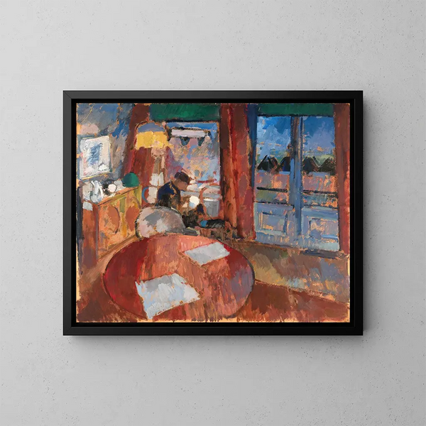 Binnenkant met borduurmachine - Rik Wouters — ingelijst kunstwerk aan de muur