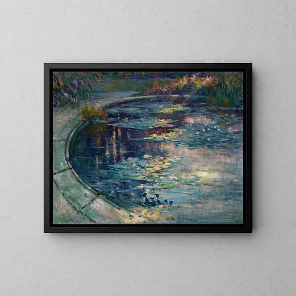 The Basin with Water Lilies at the Garden of Plants in Rouen - Robert Antoine Pinchon — framed artwork on a wall