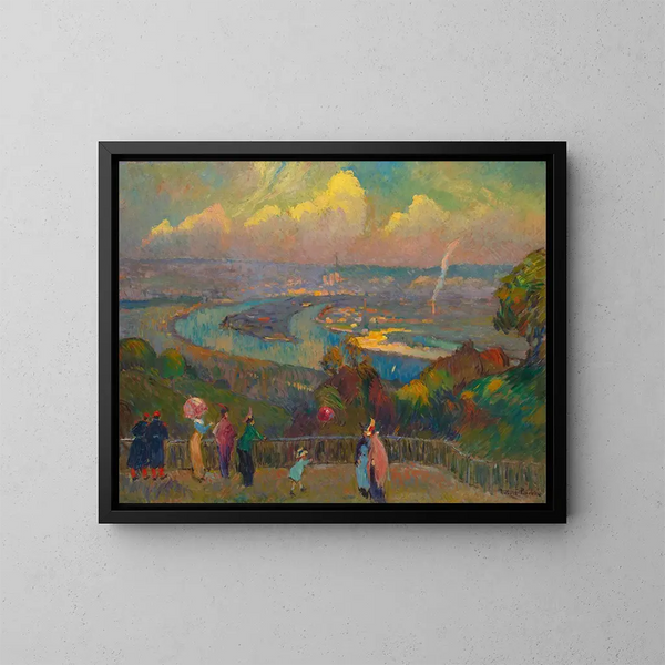 Rouen, the Seine, view from the heights of Caudebec - Robert Antoine Pinchon — framed artwork on a wall