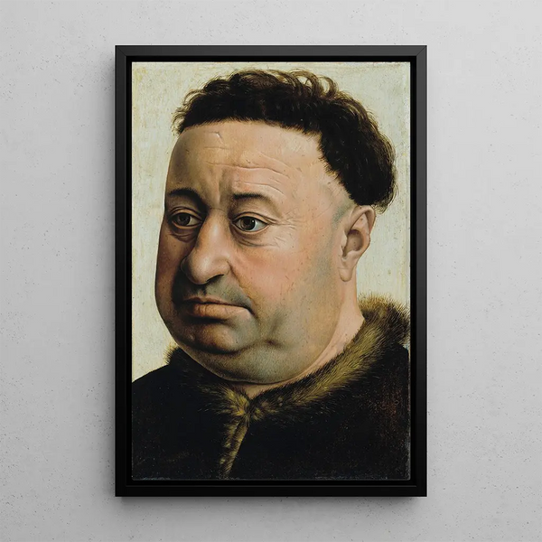 Portret van een corpulente man - Robert Campin — ingelijst kunstwerk aan de muur