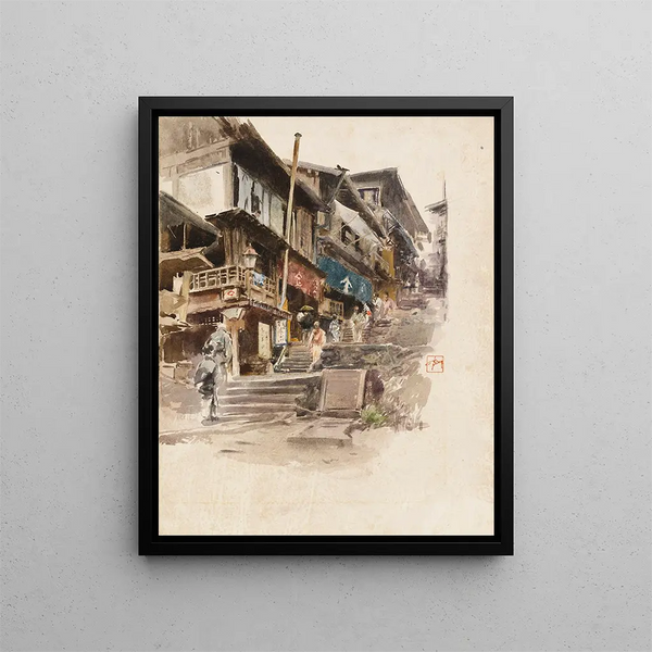A Street in Ikao, Japan II - Robert Frederick Blum — framed artwork on a wall