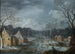Winterlandschap met schaatsers op het ijs - Robert Griffier — weergave van het kunstwerk