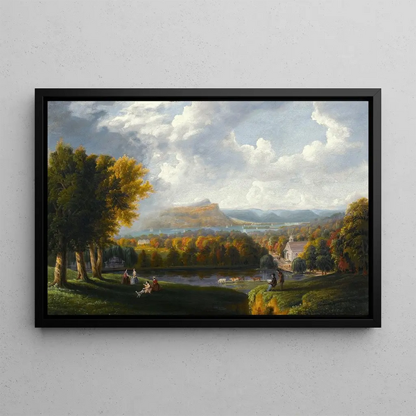 Robert Havell Jr - View of the Hudson River from Tarrytown Old Dutch Church Beekman Manor House.webp