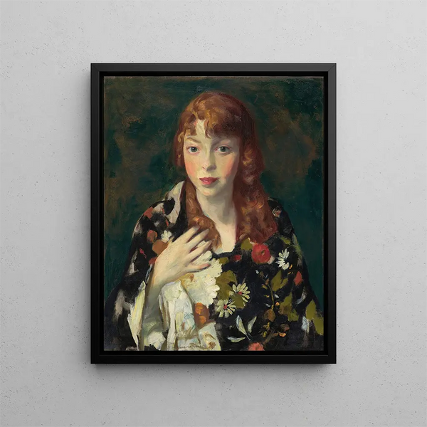 Edna Smith in a Japanese wrap - Robert Henri — framed artwork on a wall
