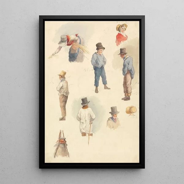 Farmers and Other Studies - Robert Hills — framed artwork on a wall