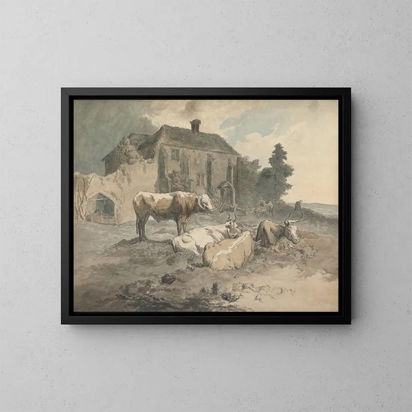 Longhorn Livestock Painting - Robert Hills — framed artwork on a wall