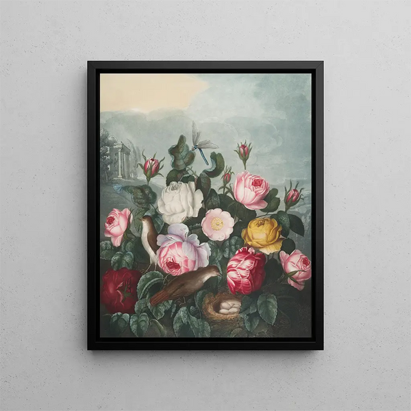 Rozen - Robert John Thornton — ingelijst kunstwerk aan de muur