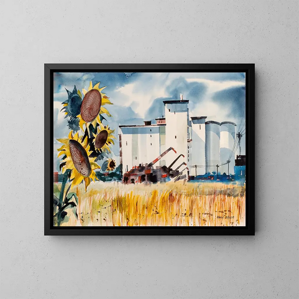 Kansas graanhefferstapel - Robert Johnson — ingelijst kunstwerk aan de muur