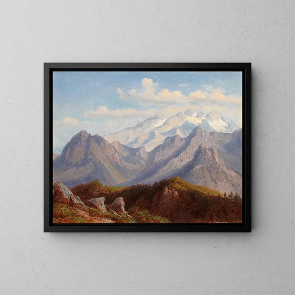 View of the Schafberg on the Dachstein - Robert Kummer — framed artwork on a wall