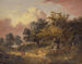 Landschapschilderij met vrouw en kind wandelend op een pad - Robert Ladbrooke — weergave van het kunstwerk