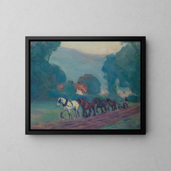 L'équipe des quatre chevaux - Robert Polhill Bevan — framed artwork on a wall