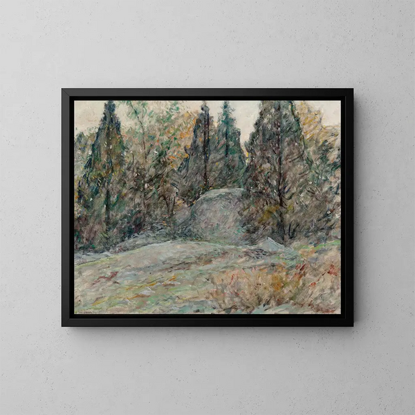 Cèdres rouges et rochers - Robert Reid — framed artwork on a wall