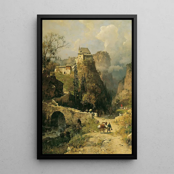 Gorge and hermitage San Romedio near Val di Non - Robert Russ — framed artwork on a wall