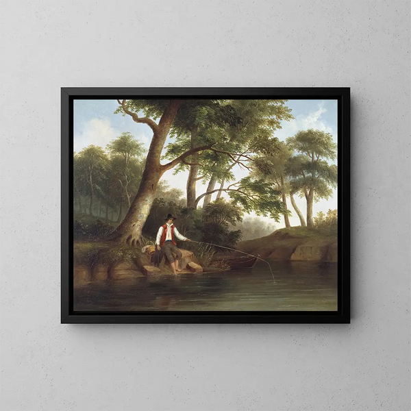 Man fishing - Robert S. Duncanson — framed artwork on a wall