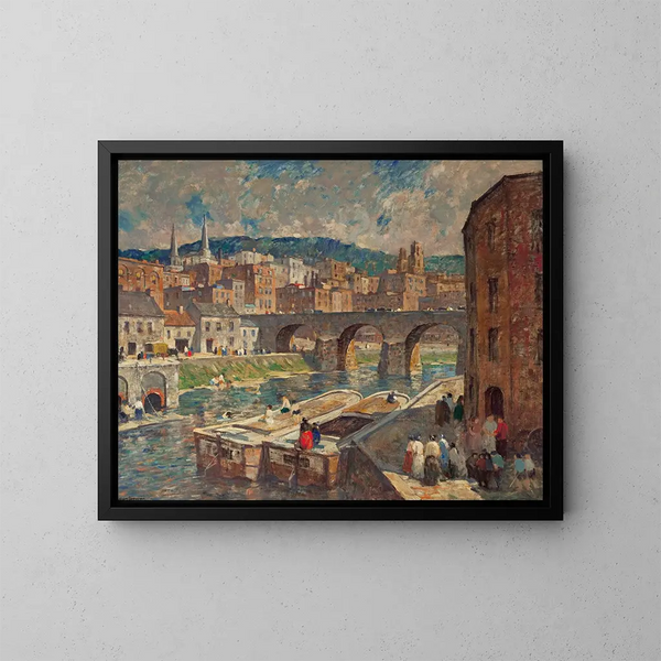 a city of mills by the riverbank - Robert Spencer — framed artwork on a wall