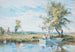 Figuren in een boot met een uitgestrekt landschap daarachter - Robert Thorne Waite — weergave van het kunstwerk