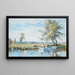 Figuren in een boot met een uitgestrekt landschap daarachter - Robert Thorne Waite — ingelijst kunstwerk aan de muur