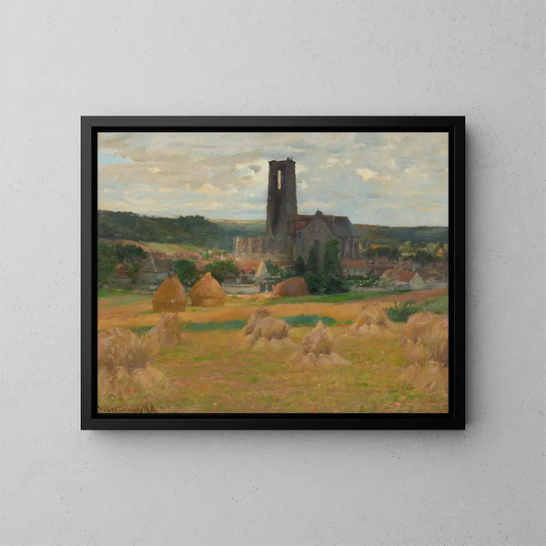 Meules à la fin de l'été, Île-de-France - Robert William Vonnoh — framed artwork on a wall