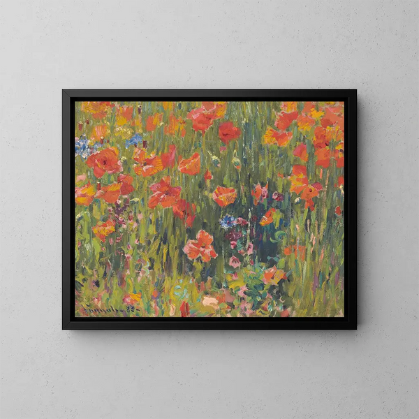 Poppies - Robert William Vonnoh — framed artwork on a wall