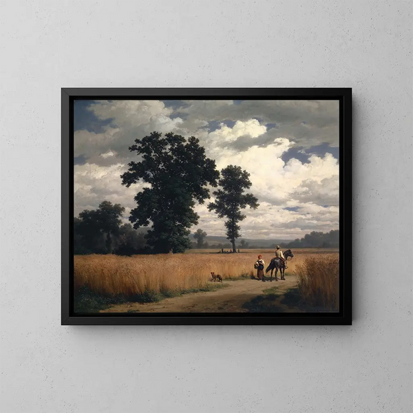 Grain Harvest Painting - Robert Zünd — framed artwork on a wall