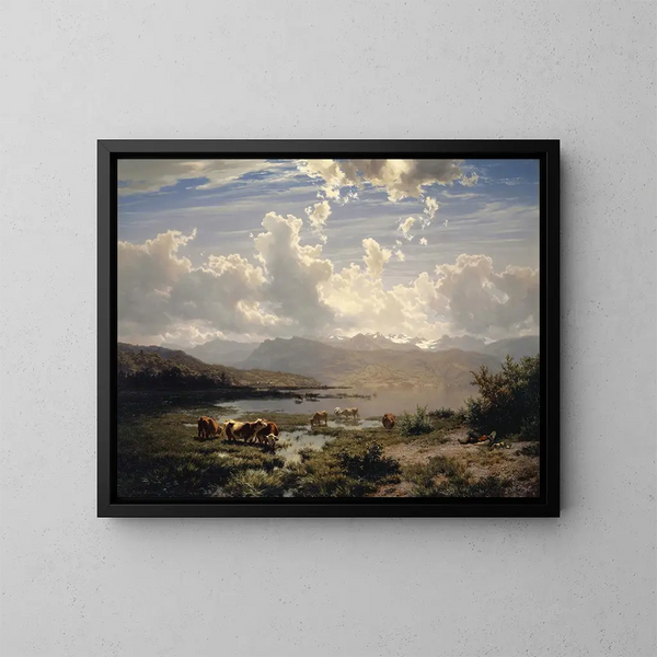 Landscape at Lake Lucerne - Robert Zünd — framed artwork on a wall