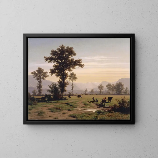 Landscape Painting near Lucerne - Robert Zünd — framed artwork on a wall