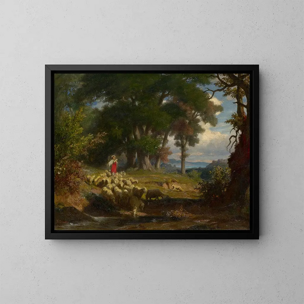 The Good Shepherd - Robert Zünd — framed artwork on a wall