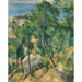 Reproductie van het schilderij van Rochers, dennenbomen en zee in l'Estaque - Paul Cézanne