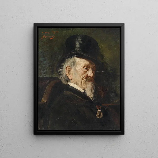 Portrait of a gentleman with medals - Rogelio de Egusquiza — framed artwork on a wall