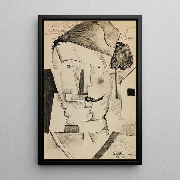 L'officier au bonnet de police - Roger de La Fresnaye — framed artwork on a wall