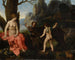 van de schilderij met putti die Venus de everzwijn tonen dat Adonis heeft gedood - School van Rome — weergave van het kunstwerk