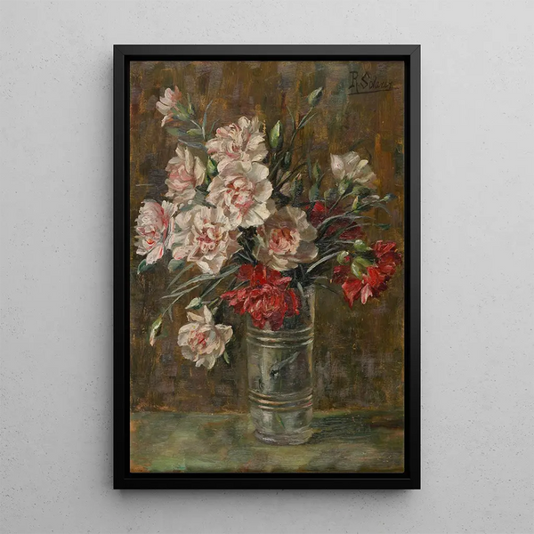 Œillets dans un vase - Rosa Scherer — ingelijst kunstwerk aan de muur