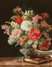 van een boeket bloemen met camelia's in een zilveren vaas - Rosalia Amon — weergave van het kunstwerk