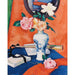 Reproductie van het schilderij Rozen in een vaas op een oranje achtergrond - Samuel John Peploe