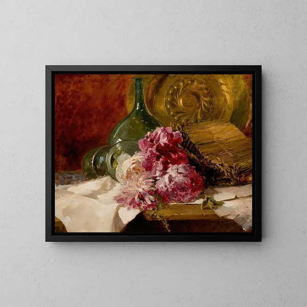 Nature morte avec des fleurs et un verre - Ross Sterling Turner — framed artwork on a wall